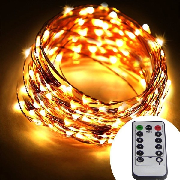 Dreamworth 40 Ft 240 LED's Copper Wire Lights,Remote Battery Operated