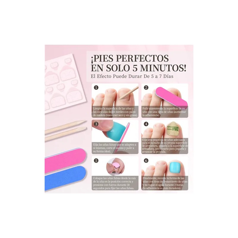 Kit Pedicura Uñas Postizas Para Pies Con Pegamento 360pcs