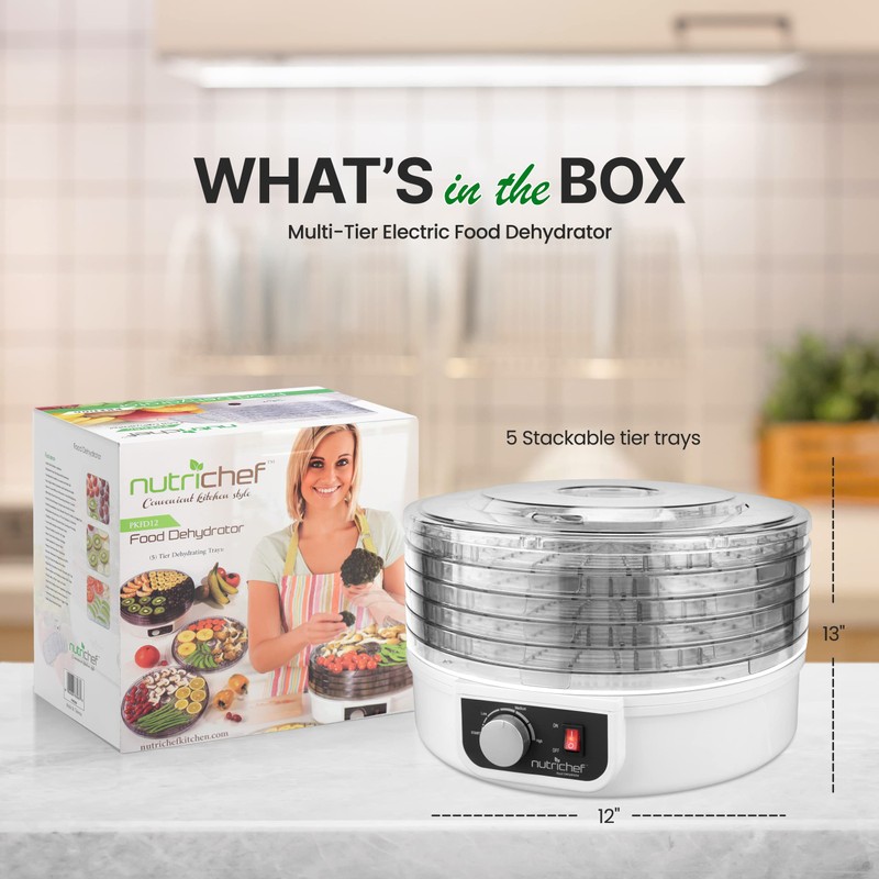 NutriChef Food Dehydrator Machine | Dehydrate Beef Jerky, Meats, Mushrooms,