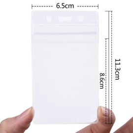 10 Pack Heavy Duty ID Card Badge Holder with Resealable Zipper, Waterproof Type PVC ID Card Holder, Vertical Style, Clear, by CYPES