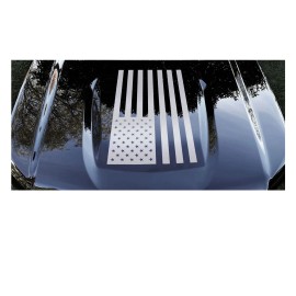 EmblemsPlus Chevy Silverado Silver American Flag Hood Decal Graphic 2019-2025