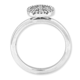 Sterling Silver Stackable 1/8Ctw HI/I3 Diamond 9mm Peace Sign Ring Sz8