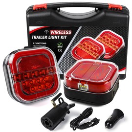 WUSHIXAN Wireless Trailer Lights, 2 Mounting Options Magnetic Trailer Light Rechargeable Towing Light Kit, 12V/24V Portable LED Tow Lights Kit for Trucks, Boat, RV