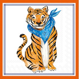 Ideal Home Range Blue Sitting Tiger Hometown Pride Cocktail Napkins - 40 Count | 2 Packs of 20CT 3-Ply Party Napkins