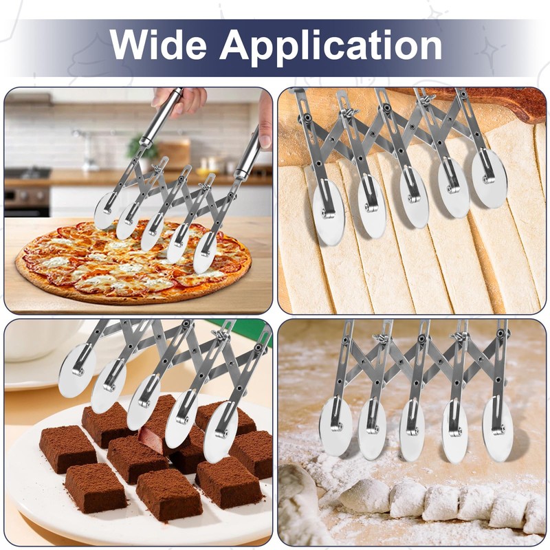 Foyucool Pastry Cutter Wheel with Handle, 5 Wheel Pastry Cutter,