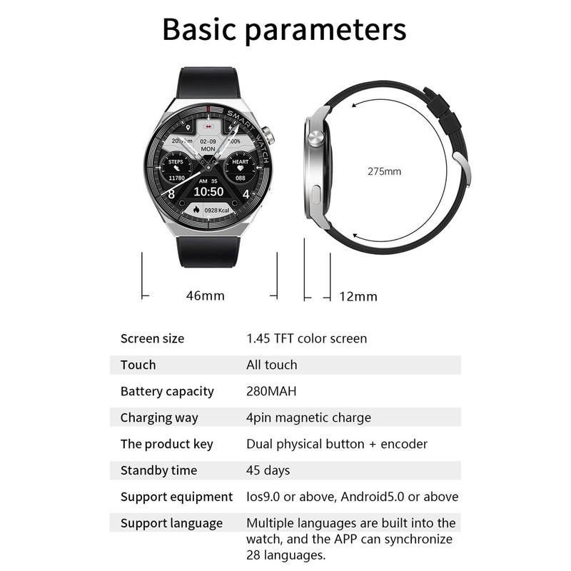 ST5 MAX 1.45'' Smartwatch Intelligent IP67Watch with BT5.0 Waterproof Fitness