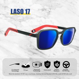 ICECUBE Laso-17 Polarized Sunglasses – Lightweight Square Frame, Anti-Slip Rubber Nose Pads, Sporty Rubber-Tipped Temples for All-Day Wear