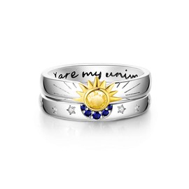 Mula Celestial Ring - 925 Silver and Platinum Plated Celestial Zirconia Ring | Cosmic inspired fine jewelry for men and women | The perfect gift for all occasions:_Sterling silver star and moon ring_7