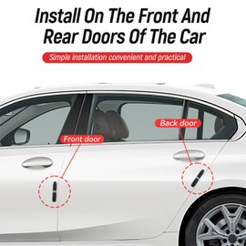 GCZCC 4 Pcs Car Door Protector Strips PVC Metal Vehicle Body Bumper Edge Guards Anti-Scratch Anti-Knock Sticker Automotive Decorative Accessories-Black