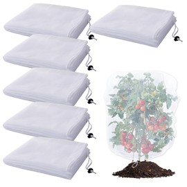 6 Pack Insect Bird Netting Cover - 3.3x2.6FT Blueberry Bushes Netting Plant Covers with Drawstring, Fine Mesh Fruit Tree Net for Protecting Plants from Insect Bird Barrier Squirrel Deer