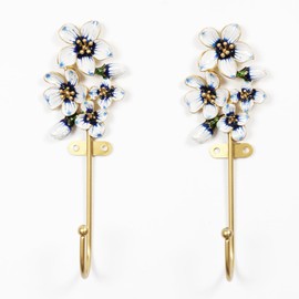 bordorsse Vintage Wall Hooks Decorative Rack Hangers, 2 Pack Metal Wall Mounted Hook with Flower Shape for Hanging Coats
