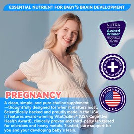 Award Winner -Clinically Dosed 500mg VitaCholine ® - 60 Caps - Liquid Choline Supplement –Support Pregnancy & Baby Brain & Liver Health LDL & HDL Level - Cognitive Health - Made in USA