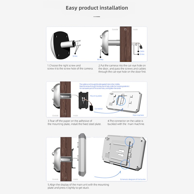 Digital Peephole Doorbell Camera 4.5 Inch Color Screen Night Vision