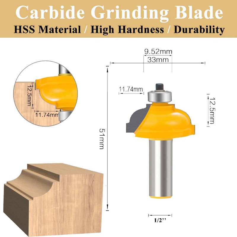 TAIWAIN 5PCS Woodworking Router Bit Set 1/2 Inch Shank, Architectural