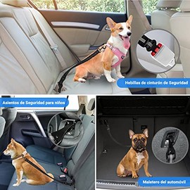 Cinturón de Seguridad para Perro 2 Unidades, 2en1 Arneses de Seguridad Universal Ajustables para Coche, Cinturón de Reflectante Amortiguador Antichoque Nailon, Flexibles y Duraderos para Perro Mascota
