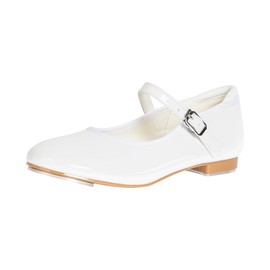 Linodes Economy - Zapatos de tacón con hebilla para niños y niñas Maryjane, Shiny White, 14 MX Niñito