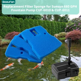 beaufan 3 Pack Replacement Sponge Filter Pads Replacement for Sunsun 660 GPH Fountain Pump All in One Pond Models CUF-6000, Also Replacement for VIVOHOME 530/660 GPH Pond Filter Pump Fountain Kits