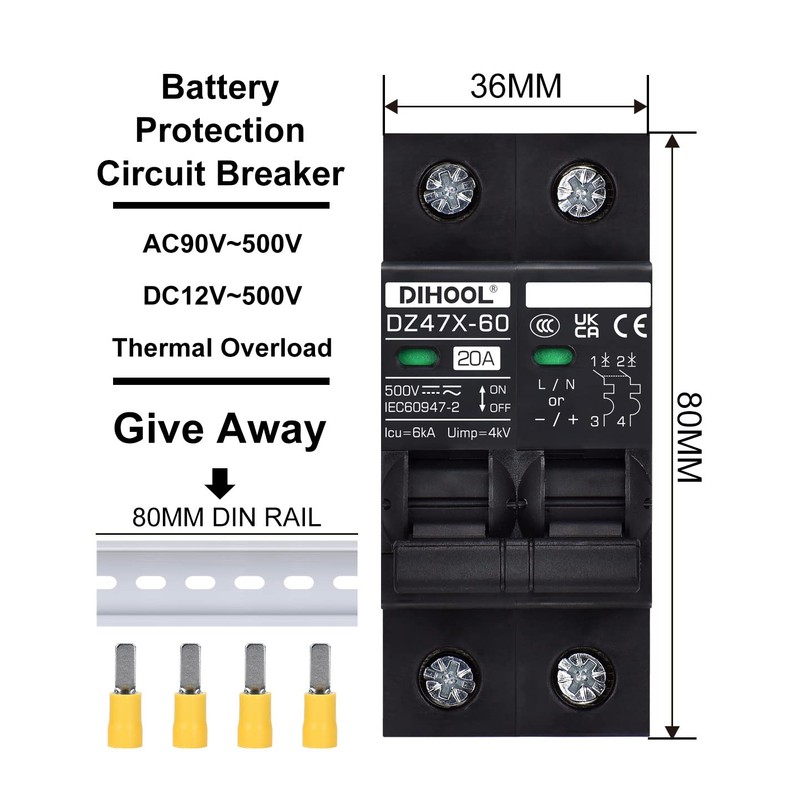DC Isolator Switch 12 V 24 V Solar PV Circuit