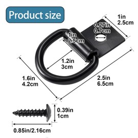 Sndperiexam 2 Pcs Black D Ring Tie Down Anchors, Heavy Duty Trailer D Rings, Trailer Tie Down Hooks for Truck, Trailer, Camper, Warehouse, Boat, Cargo Control & Surface Mount