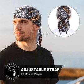 WTACTFUL 2 x Cycling Hat Under Helmet Bandana Headscarf Quick Dry Elasticity Breathable Fit and Perfect for Outdoor Activities, Prints - Black, Orange