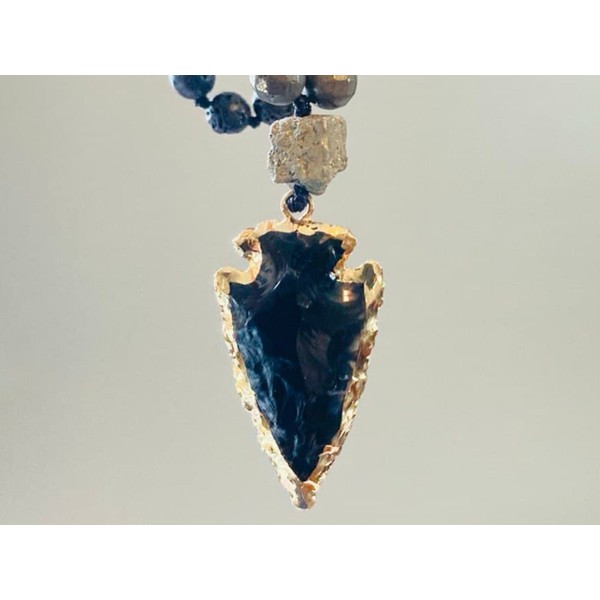 Men's Black Obsidian Pendant Chain Necklace, Gemstone Necklace for Men, Energy Crystal Necklace,