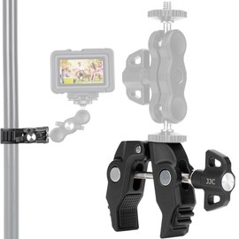 JJC Camera Clamp, Crab Scissor Type, Super Clamp, Load Capacity 11.0 lbs (5 kg), Various Shooting Functions and Angles, 1/4 - 20, 3/8 - 16 Screw Holes, Clamp Range, 0.5 - 2.4 inches (12 - 60 mm), Head
