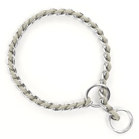 TSPRO Stainless Steel Heavy Duty Metal Dog Collar, Adjustable and Durable Pet Collar for Small Dogs, Ideal for Walking and Training (Gray, 3MM*13-15 inches)