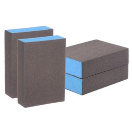 sourcing map 4pcs Sanding Sponge Blocks #240 (1200-1500 Grits) Wet/Dry Hand Sanding Sponges, 100x70x25mm Foam Sanding Block Pad for Polishing Kitchen Metal Wood Drywall Furniture, Brown&Blue