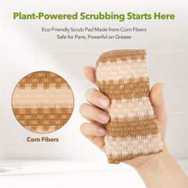 Modu 10 Pcs EcoCorn Dish Scrubber, Dishwashing Mesh Net, Kitchen Scrub Sponges-Biodegradable Corn Fiber, Non-Scratch, Ordor-Free, Microplastic-Free, All Purpose Kitchen & Household Cleaning (10 count)