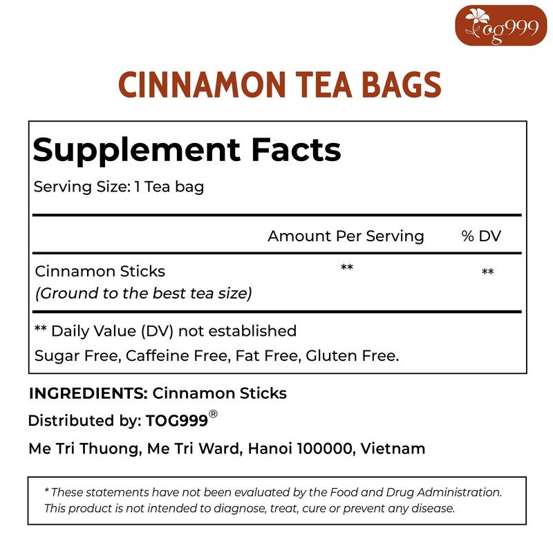 TOG999, Premium 25 Tea Bags - Special Cinnamon Tea, 100%