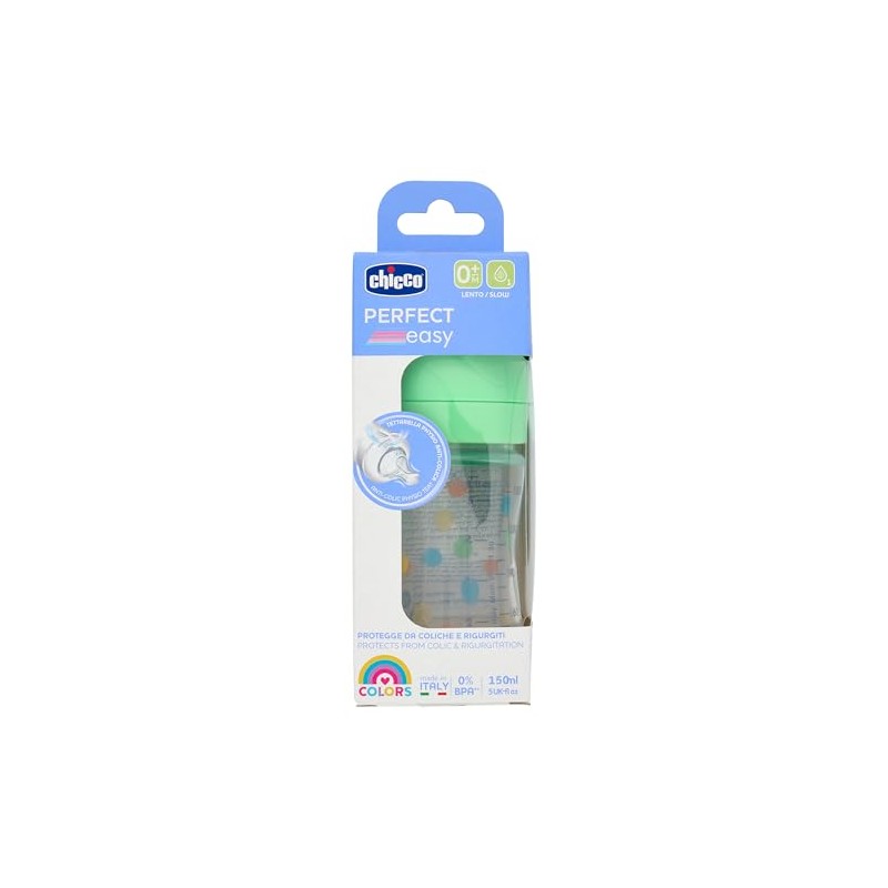 Chicco Biberón Perfect Easy 150 ml Flujo Lento Verde Previene