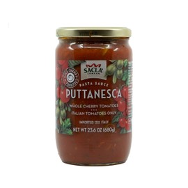 Puttanesca Pasta Sauce, Whole Cherry Italian Tomatoes, Imported From Italy, Net Wt 23.6 OZ (680g) PACK OF 1