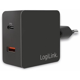 LogiLink PA0220 - USB Socket Adapter (1x USB-A, 1x USB-C™) PD 18W (PowerDelivery) for Smartphones/Tablets/eBooks/Navi/Notebooks/etc. - Overcharging, Overdischarge, Overload and Short Circuit