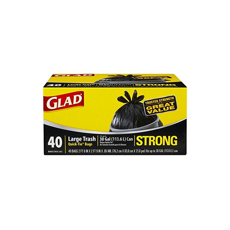 Glad Trash Bags, Large Quick-Tie Garbage Bags - Extra Strong