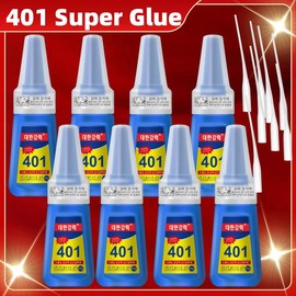 Super Glue 401,  Instant Adhesive, Multipack Cyanoacrylate Strong Clear Glue for Shoe Sole Repair, Ceramic Plastic Metal Wood Pottery Leather Glass Rubber, Strong Bonding:_8 PCS