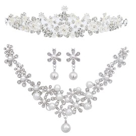 Uccellino Pearl Tiara, Set of 3, Hairpin Included, Ready to Use, Instruction Manual Included, Wedding, Party
