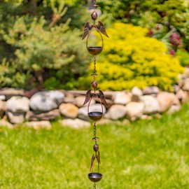 Zaer Ltd. Ornate Hanging Rain Chains (Bronze Finish, Honeycomb)