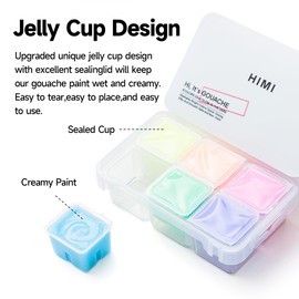 HIMI Glow in The Dark Jelly Gouache Paint Set, 6 Colors 23ml, Jelly Cup Design, Travel carry, Non Toxic Paint for Canvas and Paper, Art Supplies for Professionals
