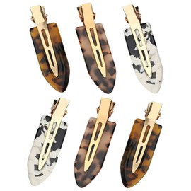 Mikinona 6pcs No Bend Hair Clips for Women Acetate Alligator Hairpins in Deep Light Tortoise Black White for Thin Hair Makeup Sports and Parties