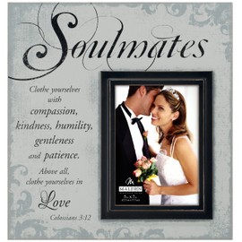 Malden International Designs Sentiments Soulmates Wood Picture Frames, 5x7/12x13, Light Gray