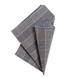 DonDon Men's Pocket Square Handkerchief 23 x 23 cm Cotton Tweed Look Checked, Grey-brown chequered