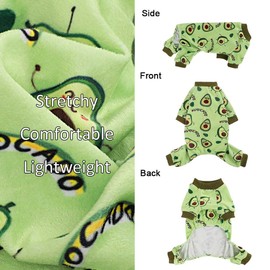 Small Dog Pajamas, Yorkie Pajamas Chihuahua Pjs, Stretchable Pig Design Pet Apparel, Clothes for Teacup, Sleepwear Dogs, Comfortable Puppy Jumpsuit(Avocado, X-Small)