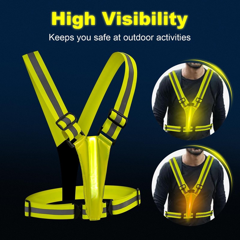 TRIXES Unisex LED Adjustable High Visibility Vest - Reflective Safety