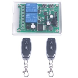 Wireless Remote Relay Switch DC 12V-48V 24V 36V 2 Channel Multi-Function Remote Control Switch, 433Mhz Transmitter Receiver for Wireless Garage Door keypad Opener switches 12V (2X Control 433M)