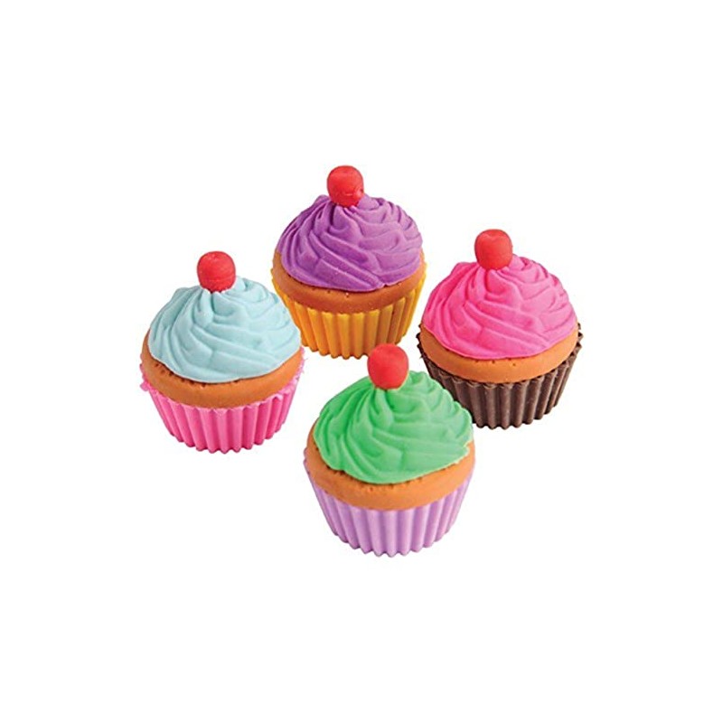Lot Of 12 Pull Apart Assorted Color Cupcake Erasers