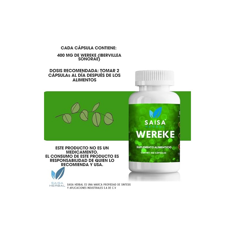 Wereke 100 Puro 100 Cpsulas de 400 mg Control de