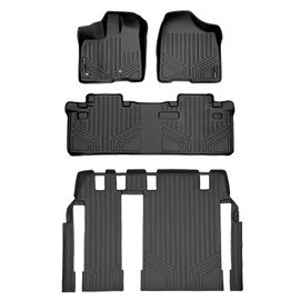 MAXLINER Custom Fit Floor Mats 3 Row Liner Set Black Compatible with 2013-2020 Toyota Sienna 8 Passenger Model