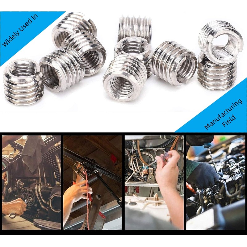 Self Tapping Thread Insert, 10 Pieces 10mm Thread Repair Sleeves