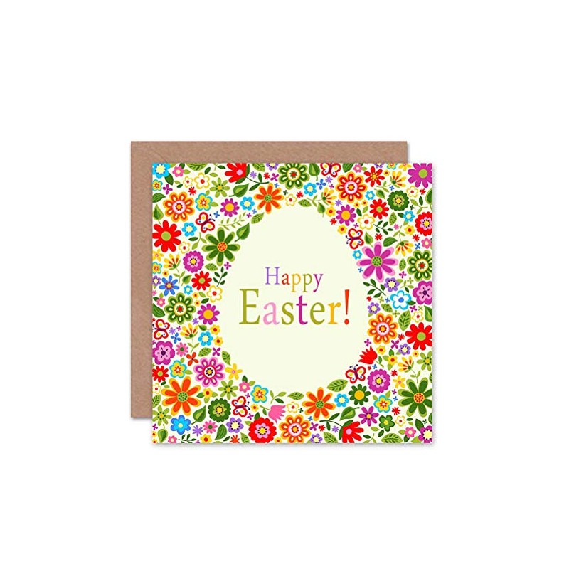 Wee Blue Coo HAPPY EASTER EGG FLOWERS BLANK GREETINGS CARD