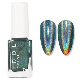 Magic Chameleon Laser Nail Varnish - Dark green Holographic Glitter Quick Dry Nail Polish - Sparkle Shimmer High Shine Finish Glossy Nail Varnish Manicure Salon DIY at Home